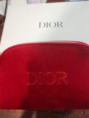 NWOT Dior Red Satin Travel Pouch